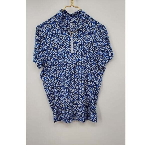 Tail White Lable 1/4 Zip Blue White Black Polo Top Tee Size Large - Picture 1 of 7